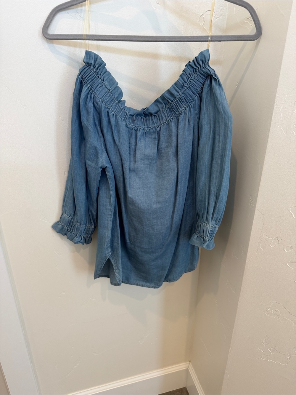 Style Envy Light Blue Off-Shoulder Tunic